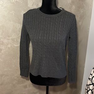 Jeanne Pierre Gray cable knit sweater, size S, 100% cotton, great condition!